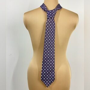 Ermenegildo Zegna 100% Silk Polka Dot Tie | Italian Luxury | Navy & Blush